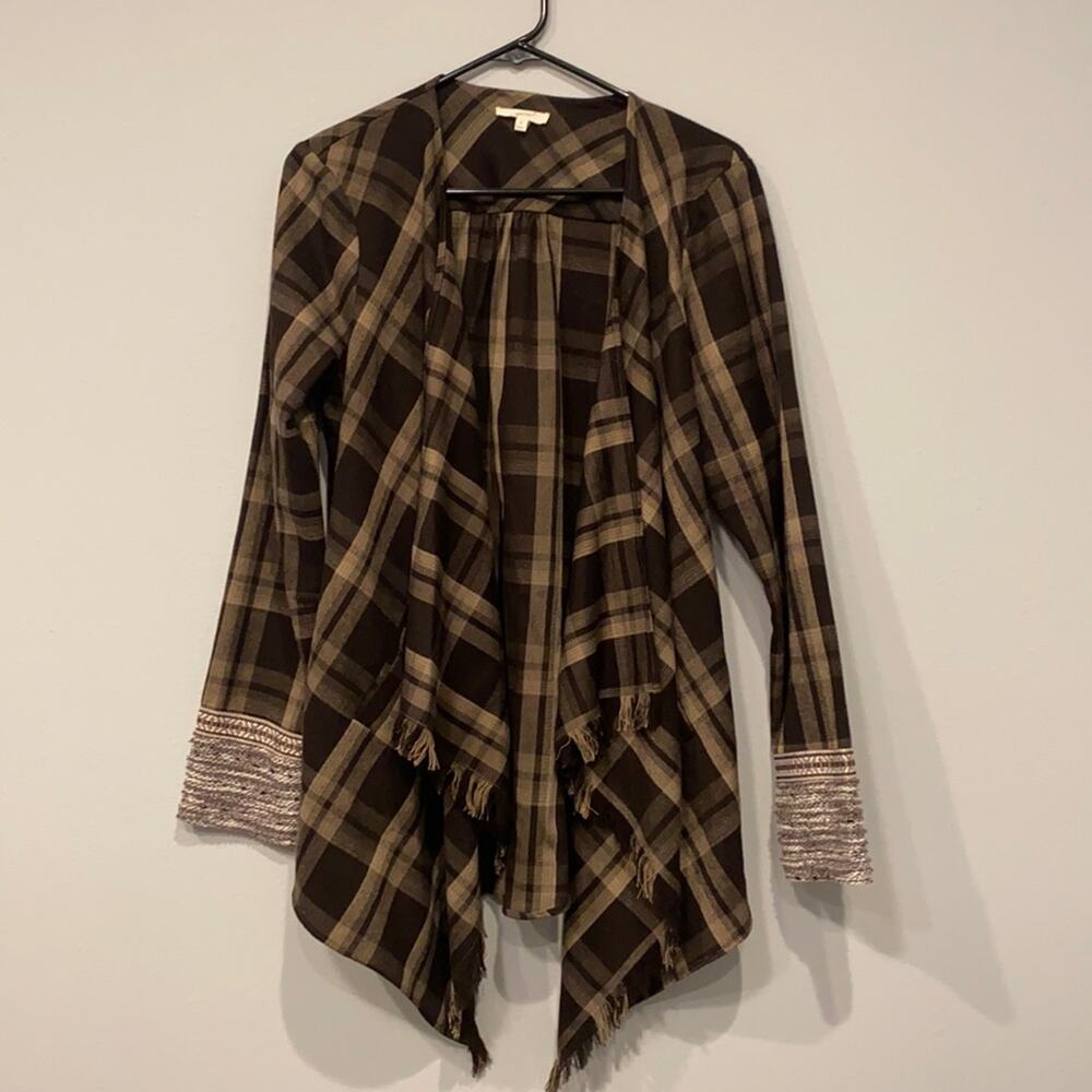 Mystree Brown Checkered Cardigan
